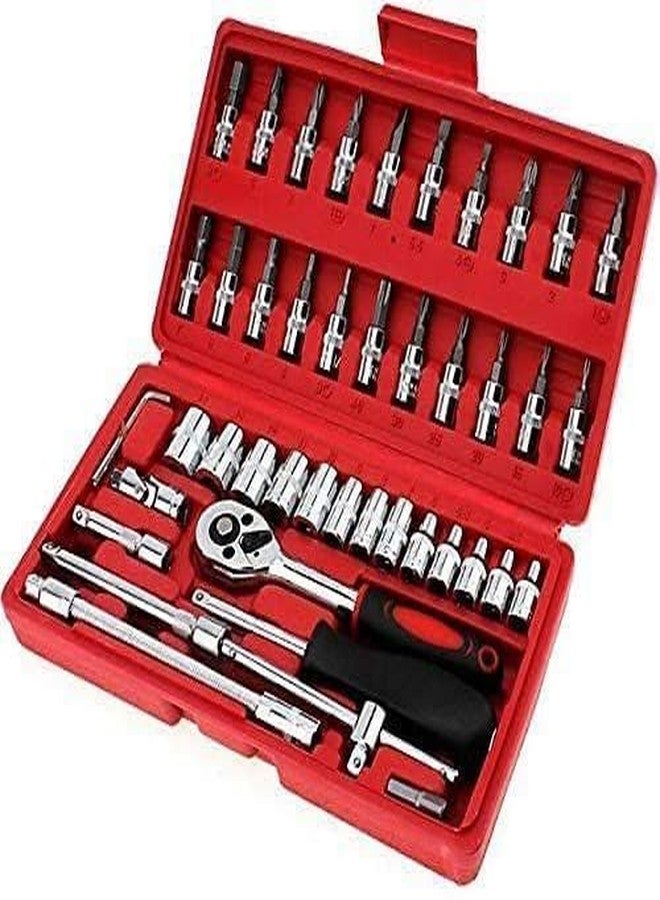 A4SHOP 46 In 1 Pcs Tool Kit & Screwdriver and Socket Set,Hand Tool Kit Wrench Set Multi Purpose Combination Tool Case Precision Socket Set, Bike All Bike, Car Set - Image 3